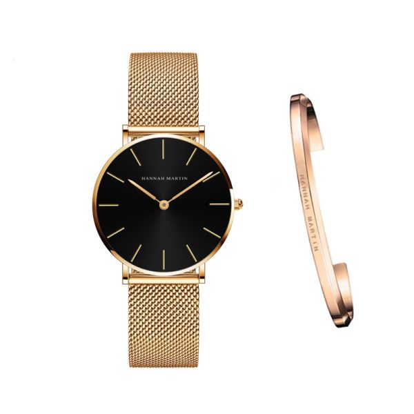 Japan Quartz Movement High Quality 36mm hannah Martin Women Stainless Steel Mesh Rose Gold Waterproof Ladies Watch - Image 4