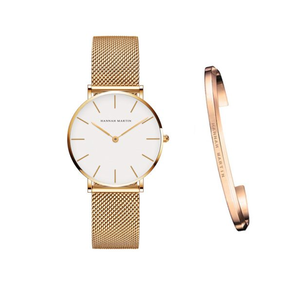 Japan Quartz Movement High Quality 36mm hannah Martin Women Stainless Steel Mesh Rose Gold Waterproof Ladies Watch - Image 3