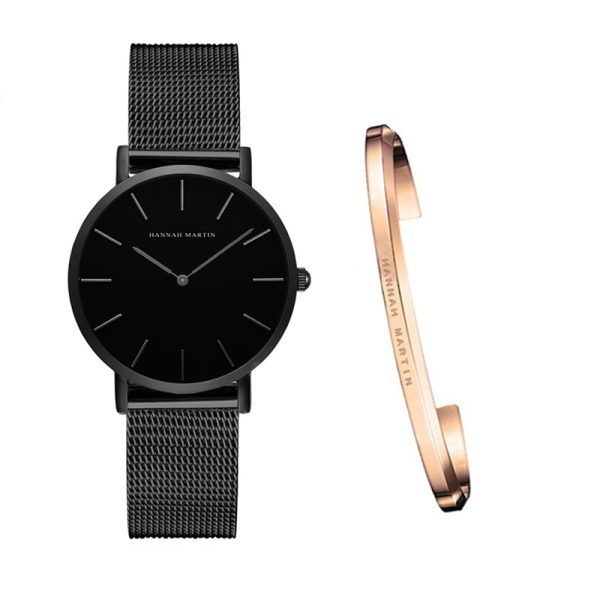 Japan Quartz Movement High Quality 36mm hannah Martin Women Stainless Steel Mesh Rose Gold Waterproof Ladies Watch - Image 9