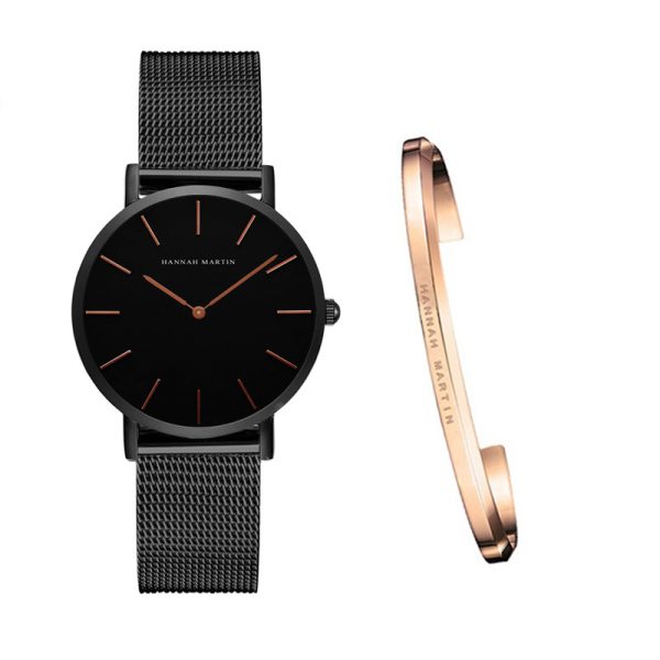Japan Quartz Movement High Quality 36mm hannah Martin Women Stainless Steel Mesh Rose Gold Waterproof Ladies Watch - Image 10